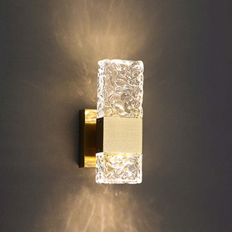 Modern Luxury Rectangular Crystal Wall Sconce Lamp with Stainless Steel Base LED for Bedroom