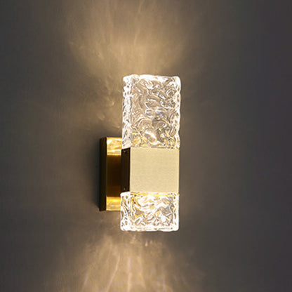 Modern Luxury Rectangular Crystal Wall Sconce Lamp with Stainless Steel Base LED for Bedroom