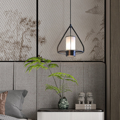 Modern Industrial Marble Pendant Light with Cone Iron Frame LED for Bedroom