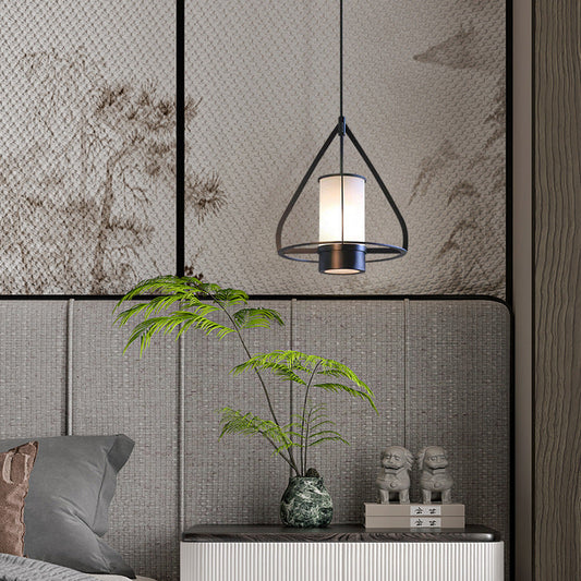 Modern Industrial Marble Pendant Light with Cone Iron Frame LED for Bedroom