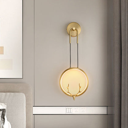 Modern Art Deco Ring Wall Sconce Lamp with Brass & Silicone Frame LED for Bedroom