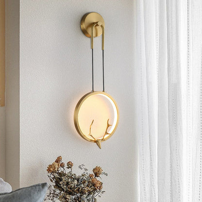 Modern Art Deco Ring Wall Sconce Lamp with Brass & Silicone Frame LED for Bedroom