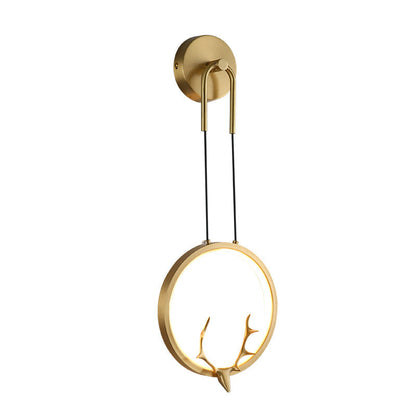Modern Art Deco Ring Wall Sconce Lamp with Brass & Silicone Frame LED for Bedroom