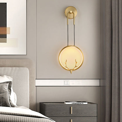 Modern Art Deco Ring Wall Sconce Lamp with Brass & Silicone Frame LED for Bedroom