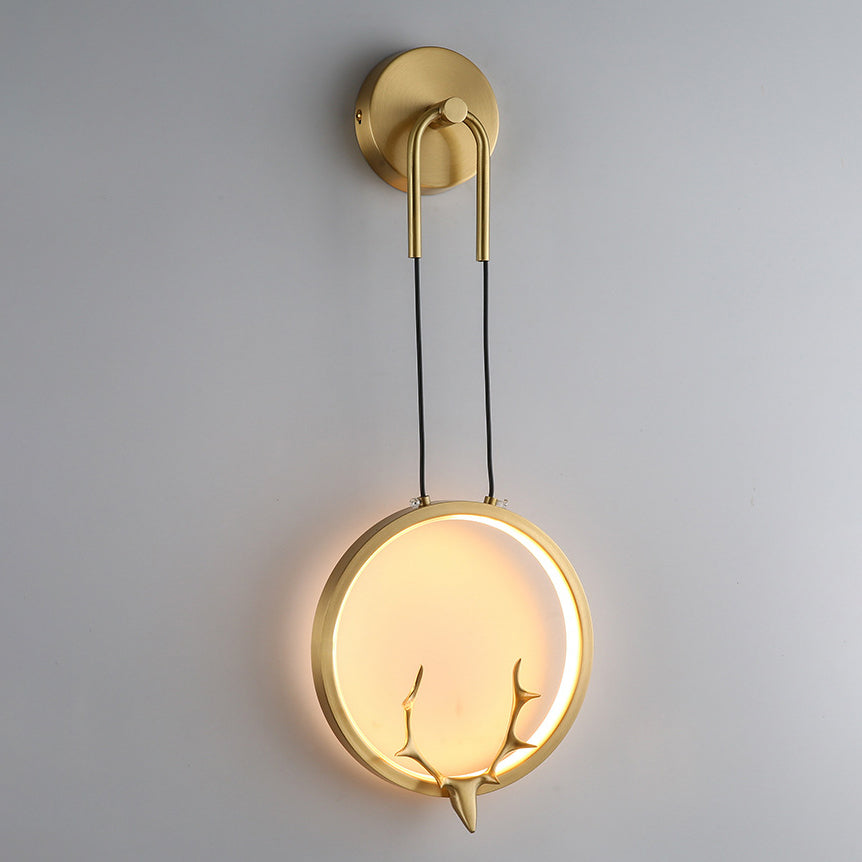 Modern Art Deco Ring Wall Sconce Lamp with Brass & Silicone Frame LED for Bedroom