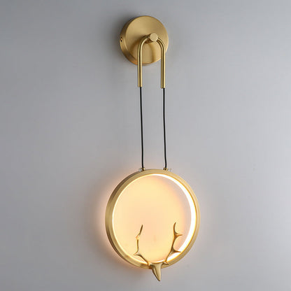 Modern Art Deco Ring Wall Sconce Lamp with Brass & Silicone Frame LED for Bedroom