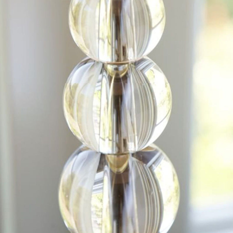 Contemporary Nordic Crystal Table Lamp with Tapered Fabric Shade LED for Bedroom