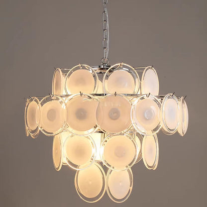 Traditional French Multiple Round Combination Glass Metal Chandelier 6-Light for Living Room