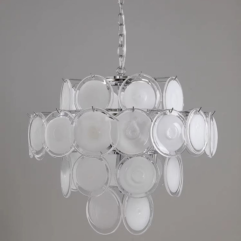 Traditional French Multiple Round Combination Glass Metal Chandelier 6-Light for Living Room