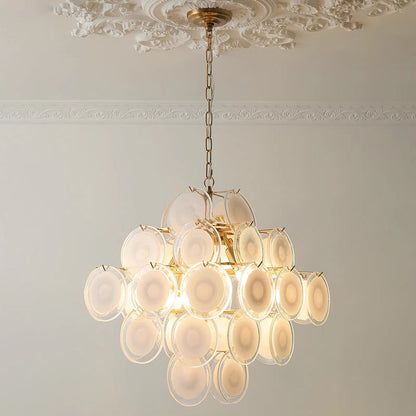 Traditional French Multiple Round Combination Glass Metal Chandelier 6-Light for Living Room