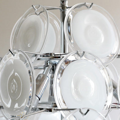 Traditional French Multiple Round Combination Glass Metal Chandelier 6-Light for Living Room