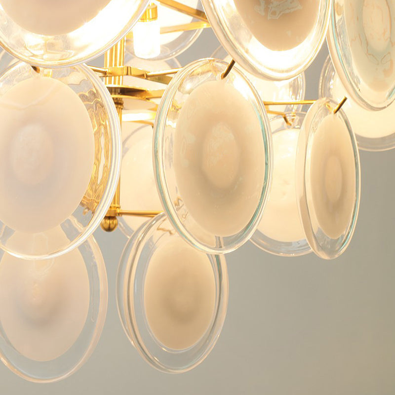Traditional French Multiple Round Combination Glass Metal Chandelier 6-Light for Living Room