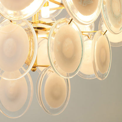 Traditional French Multiple Round Combination Glass Metal Chandelier 6-Light for Living Room