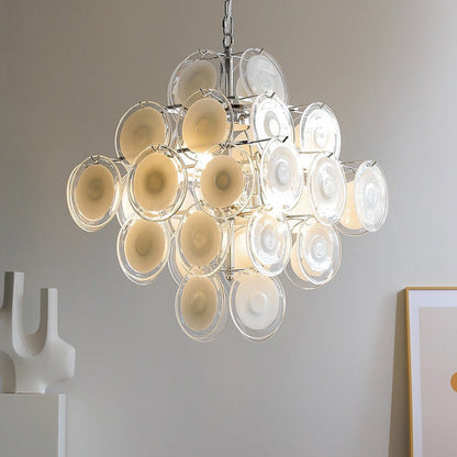 Traditional French Multiple Round Combination Glass Metal Chandelier 6-Light for Living Room