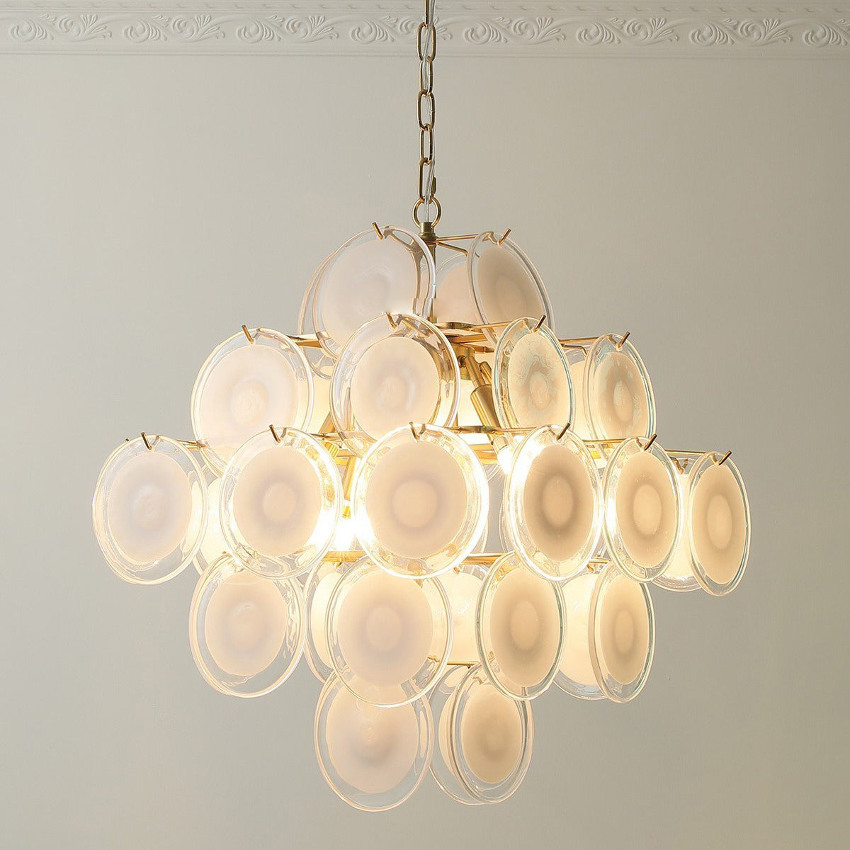 Traditional French Multiple Round Combination Glass Metal Chandelier 6-Light for Living Room