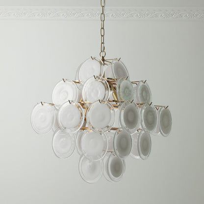 Traditional French Multiple Round Combination Glass Metal Chandelier 6-Light for Living Room