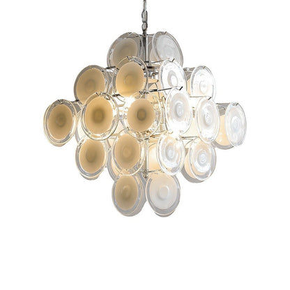 Traditional French Multiple Round Combination Glass Metal Chandelier 6-Light for Living Room