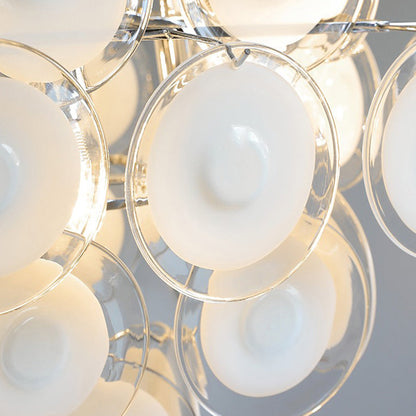 Traditional French Multiple Round Combination Glass Metal Chandelier 6-Light for Living Room