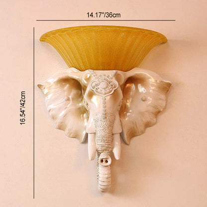Animal-Inspired Elephant Wall Light – Modern 1-Light Sconce in Metal and Glass for Bedroom Decor