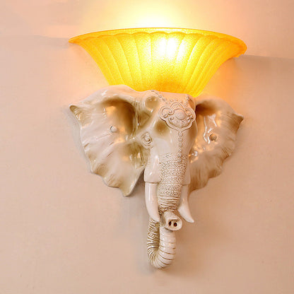 Animal-Inspired Elephant Wall Light – Modern 1-Light Sconce in Metal and Glass for Bedroom Decor