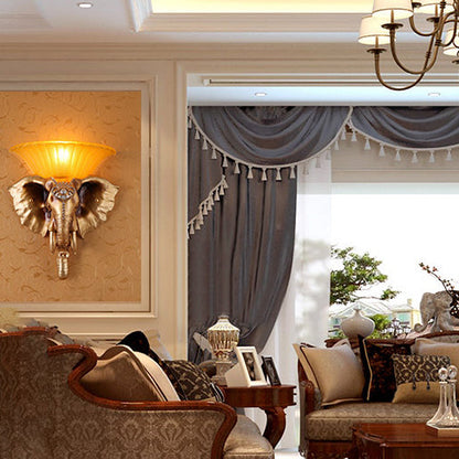 Animal-Inspired Elephant Wall Light – Modern 1-Light Sconce in Metal and Glass for Bedroom Decor