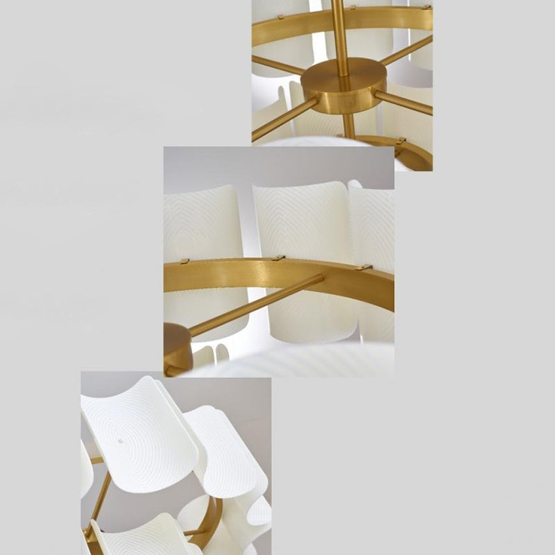 Round French LED Chandelier with 2-Tier Design – Copper & Acrylic Fixture for Living Room