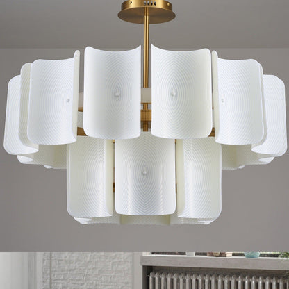 Round French LED Chandelier with 2-Tier Design – Copper & Acrylic Fixture for Living Room