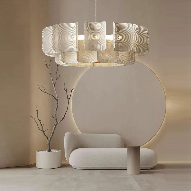 Round French LED Chandelier with 2-Tier Design – Copper & Acrylic Fixture for Living Room
