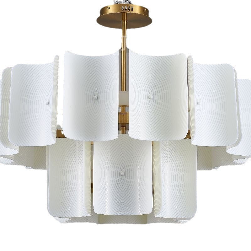 Round French LED Chandelier with 2-Tier Design – Copper & Acrylic Fixture for Living Room