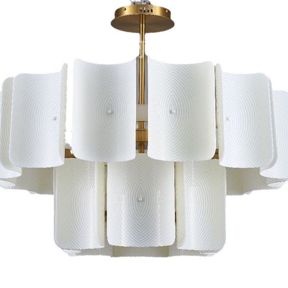 Round French LED Chandelier with 2-Tier Design – Copper & Acrylic Fixture for Living Room