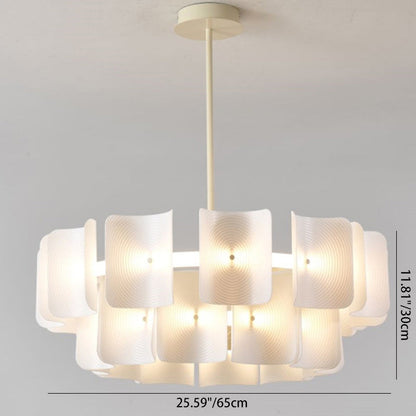 Round French LED Chandelier with 2-Tier Design – Copper & Acrylic Fixture for Living Room