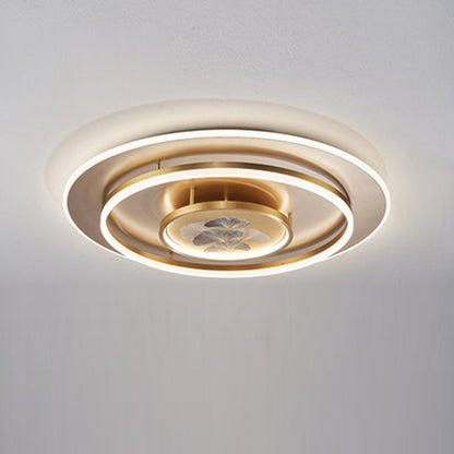 Chinese Style Semi-Flush Mount Ceiling Light – Brass & Acrylic LED with Triple-Ring Design for Bedroom