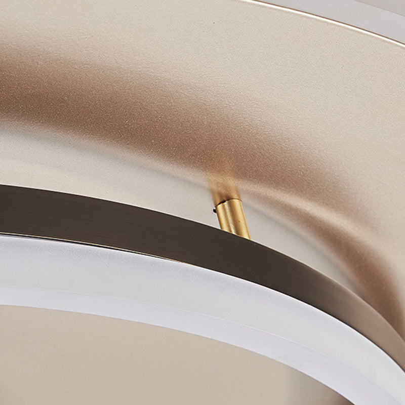 Chinese Style Semi-Flush Mount Ceiling Light – Brass & Acrylic LED with Triple-Ring Design for Bedroom