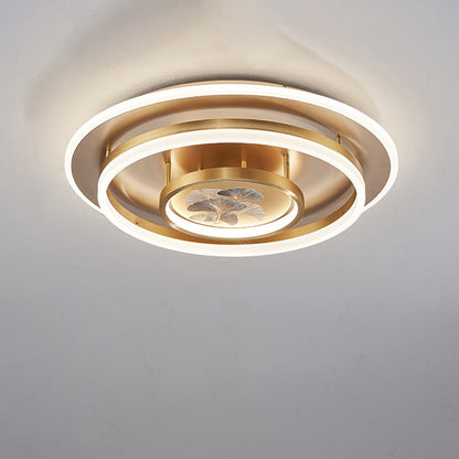 Chinese Style Semi-Flush Mount Ceiling Light – Brass & Acrylic LED with Triple-Ring Design for Bedroom