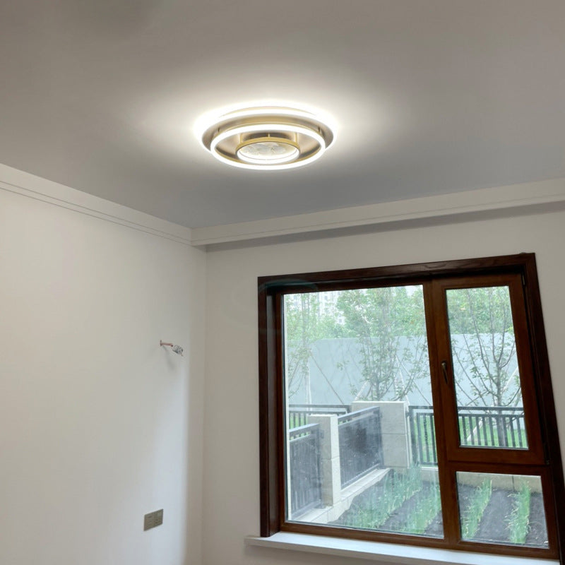 Chinese Style Semi-Flush Mount Ceiling Light – Brass & Acrylic LED with Triple-Ring Design for Bedroom