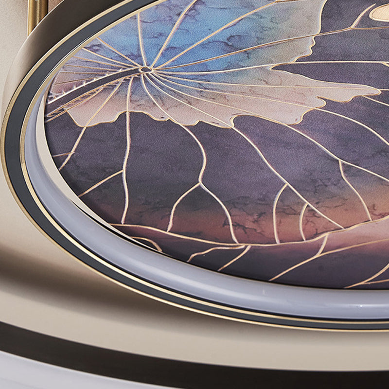 Chinese Style Semi-Flush Mount Ceiling Light – Brass & Acrylic LED with Triple-Ring Design for Bedroom