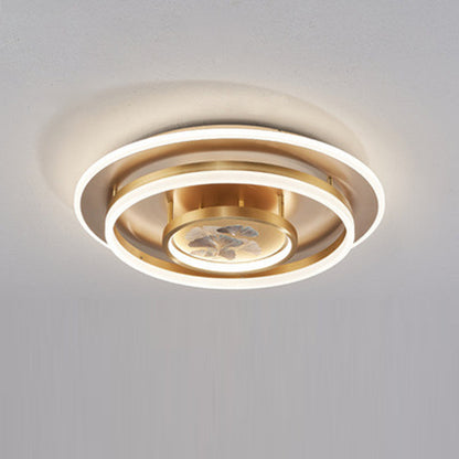 Chinese Style Semi-Flush Mount Ceiling Light – Brass & Acrylic LED with Triple-Ring Design for Bedroom