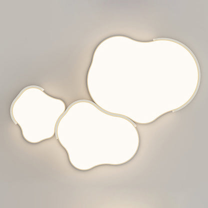 Minimalist Cloud-Shaped LED Flush Ceiling Light – 3-Piece Acrylic & Iron Design for Bedroom