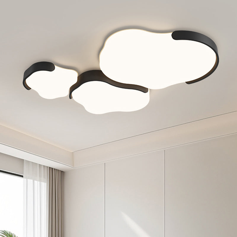 Minimalist Cloud-Shaped LED Flush Ceiling Light – 3-Piece Acrylic & Iron Design for Bedroom