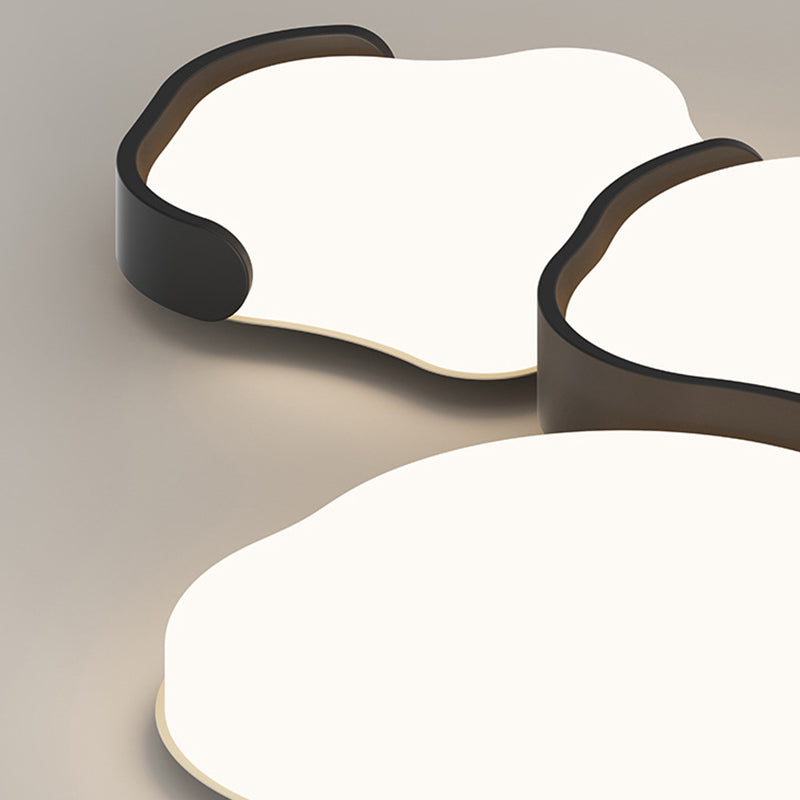 Minimalist Cloud-Shaped LED Flush Ceiling Light – 3-Piece Acrylic & Iron Design for Bedroom
