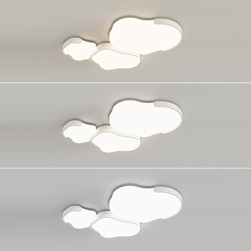 Minimalist Cloud-Shaped LED Flush Ceiling Light – 3-Piece Acrylic & Iron Design for Bedroom