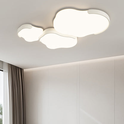 Minimalist Cloud-Shaped LED Flush Ceiling Light – 3-Piece Acrylic & Iron Design for Bedroom