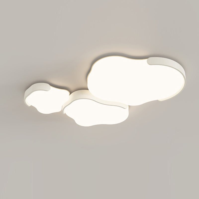 Minimalist Cloud-Shaped LED Flush Ceiling Light – 3-Piece Acrylic & Iron Design for Bedroom