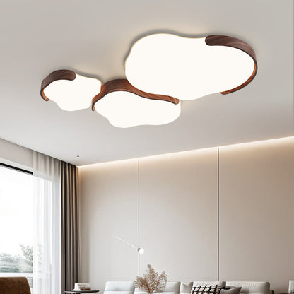 Minimalist Cloud-Shaped LED Flush Ceiling Light – 3-Piece Acrylic & Iron Design for Bedroom