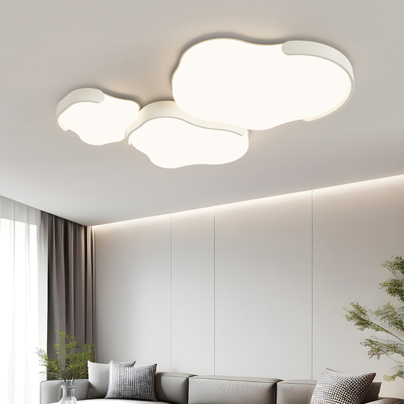 Minimalist Cloud-Shaped LED Flush Ceiling Light – 3-Piece Acrylic & Iron Design for Bedroom