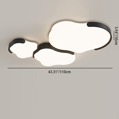 Minimalist Cloud-Shaped LED Flush Ceiling Light – 3-Piece Acrylic & Iron Design for Bedroom