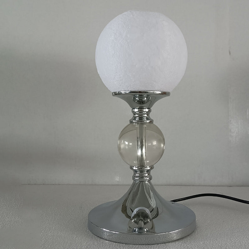 Contemporary Moon Globe Table Lamp – 1-Light Iron, Plastic & Glass Design for Bedroom