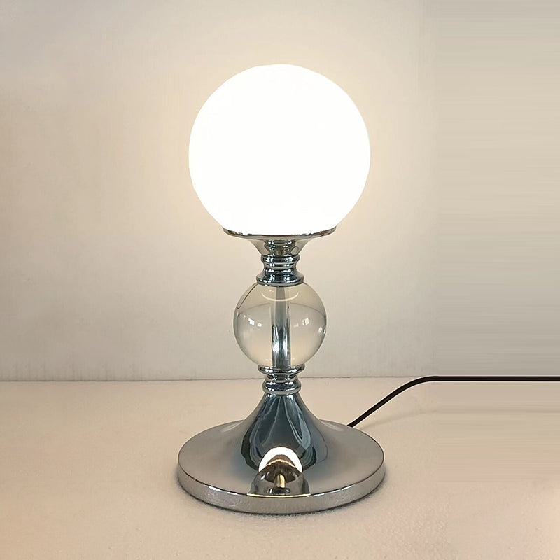 Contemporary Moon Globe Table Lamp – 1-Light Iron, Plastic & Glass Design for Bedroom