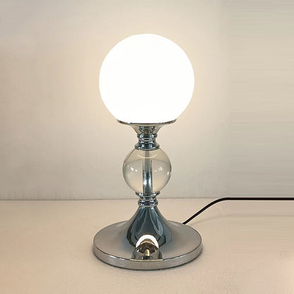 Contemporary Moon Globe Table Lamp – 1-Light Iron, Plastic & Glass Design for Bedroom