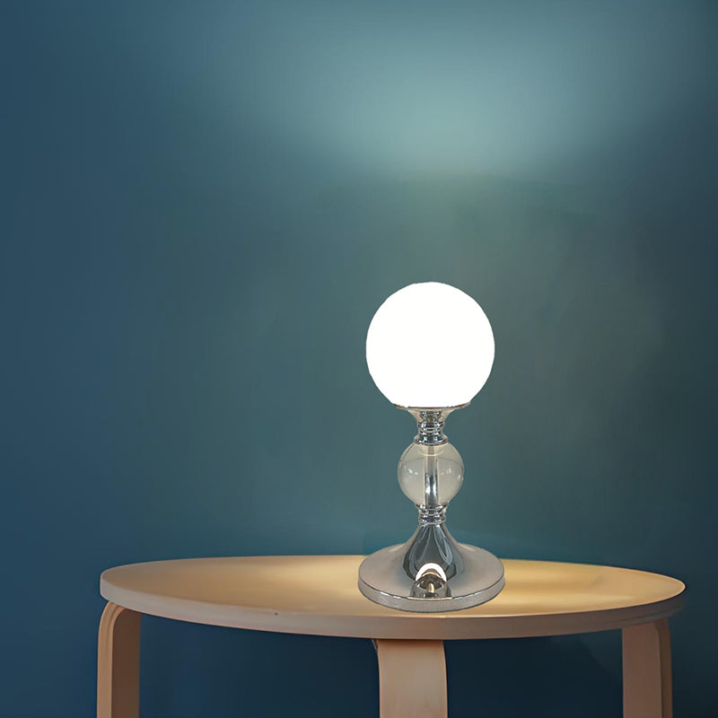 Contemporary Moon Globe Table Lamp – 1-Light Iron, Plastic & Glass Design for Bedroom